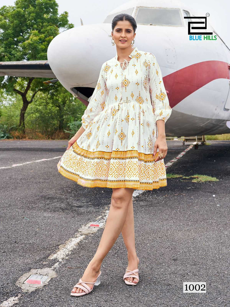 Blue Hills Netflix Rayon Fancy Readymade Short Dress For Dailywear