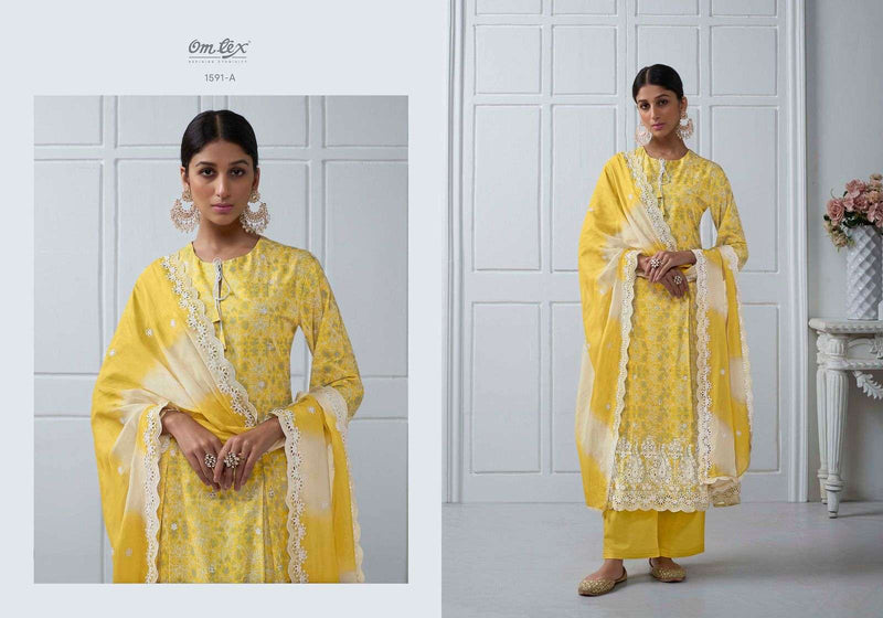 Om Tex Presents Falak Digital Print Lucknowi Embroidery In Indian Style Salwar Suit Material