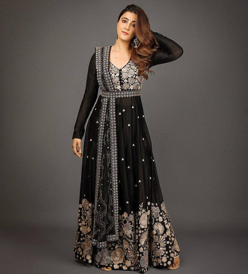 Lc D No 1142 Georgette With Sequence Embroidery Work Gown Dupatta