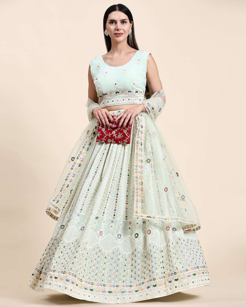 Pr C 1949 Readymade Lakhnavi Thread Work Wedding Lehenga Choli