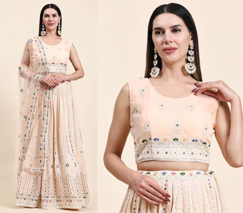 Pr C 1949 Readymade Lakhnavi Thread Work Wedding Lehenga Choli