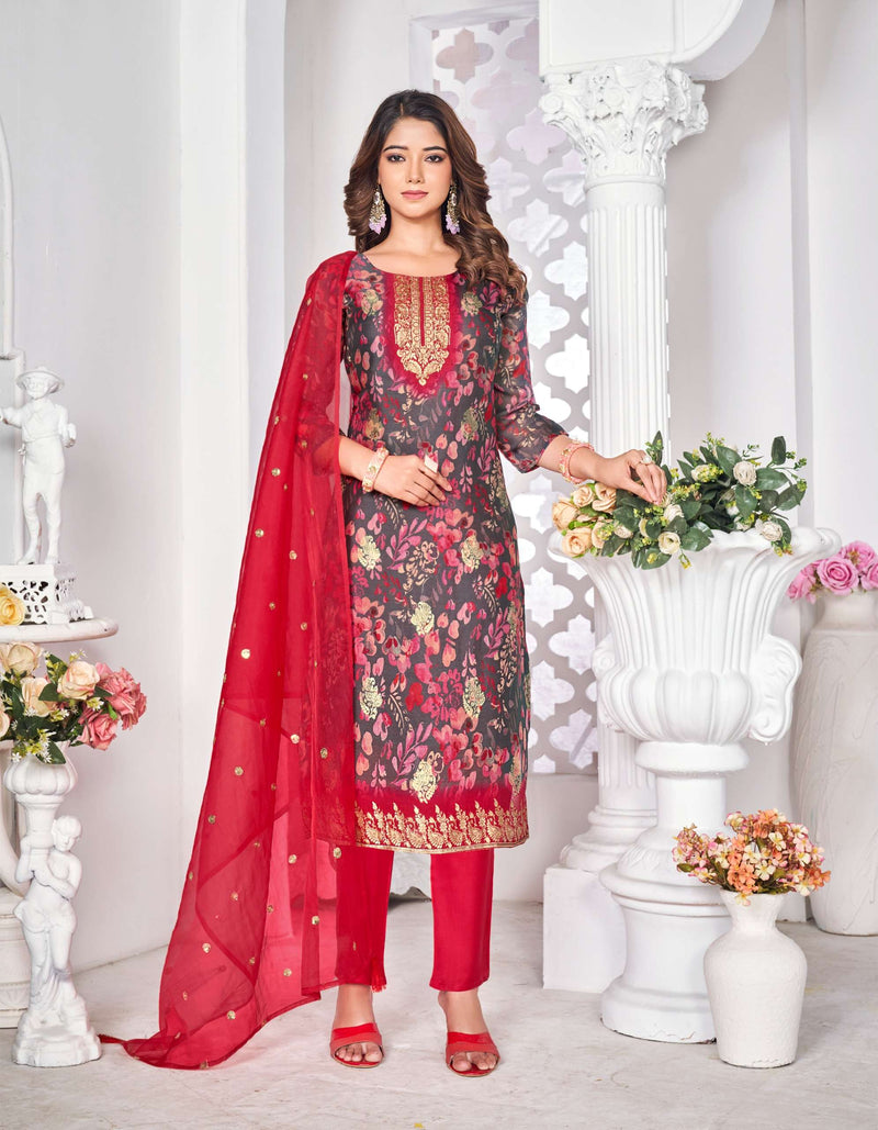 Radhika Lifestyle Gulnaz Vol 3 Organza Silk Fancy Designer Kurti Pant Dupatta Set