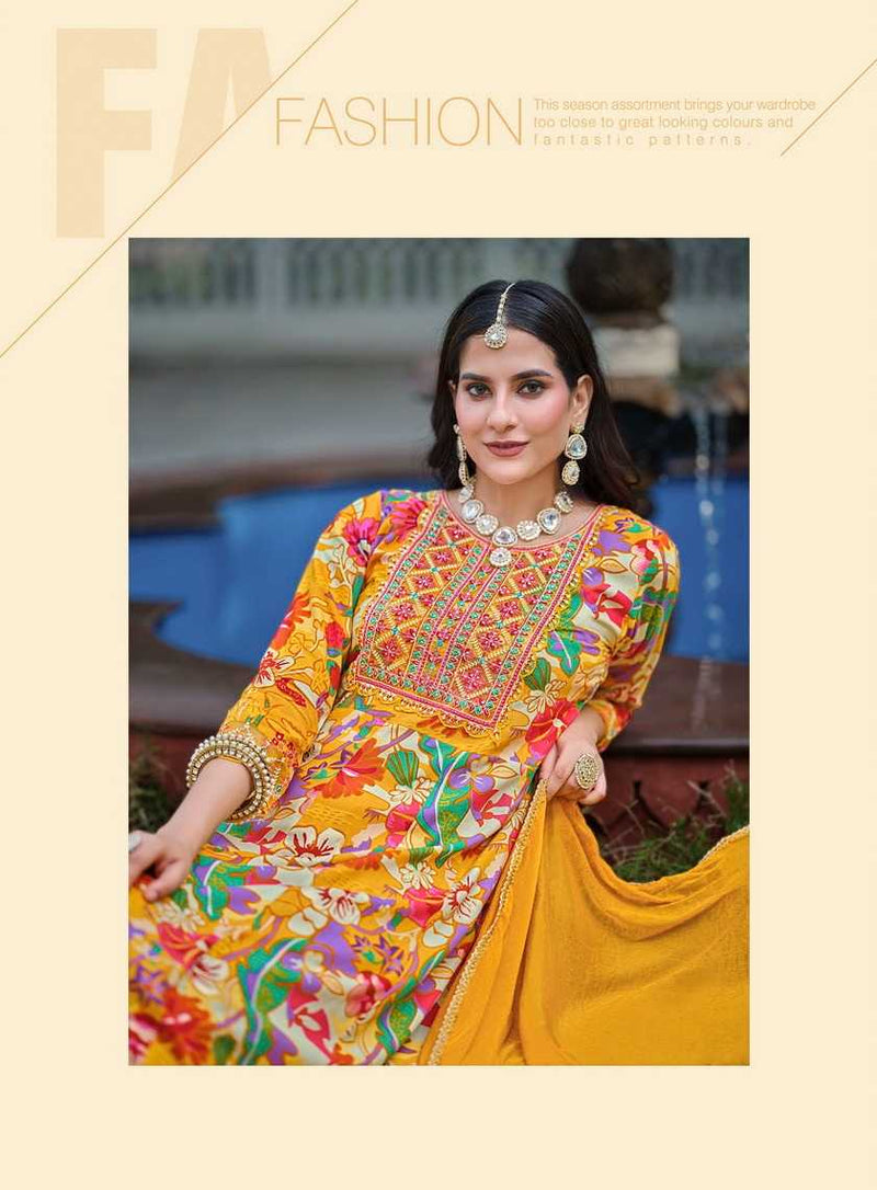 Radhika Lifestyle Anarkali Vol 2 Rayon Foil Print With Embroidery Work Kurti Combo Set