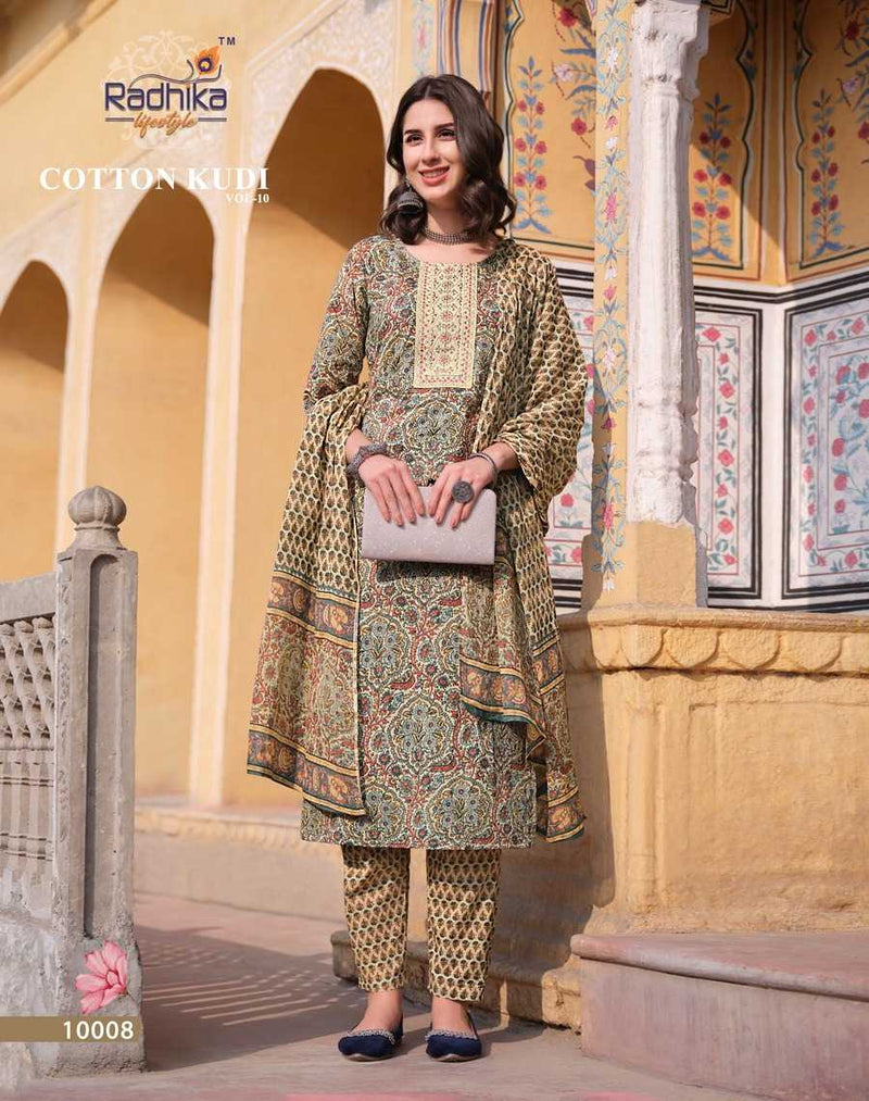 Radhika Lifestyle Cotton Kudi Vol 10 Cotton Casual Wear Kurti With Pant Dupatta Set