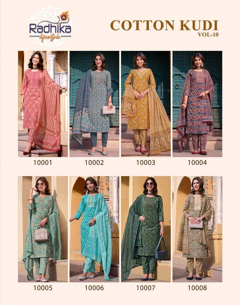 Radhika Lifestyle Cotton Kudi Vol 10 Cotton Casual Wear Kurti With Pant Dupatta Set