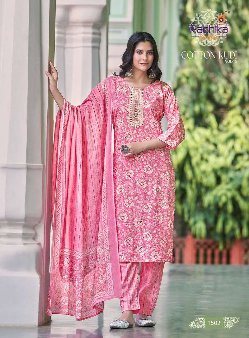 Radhika Lifestyle Cotton Kudi Vol 15 Cotton Fancy Casual Wear Kurti Set