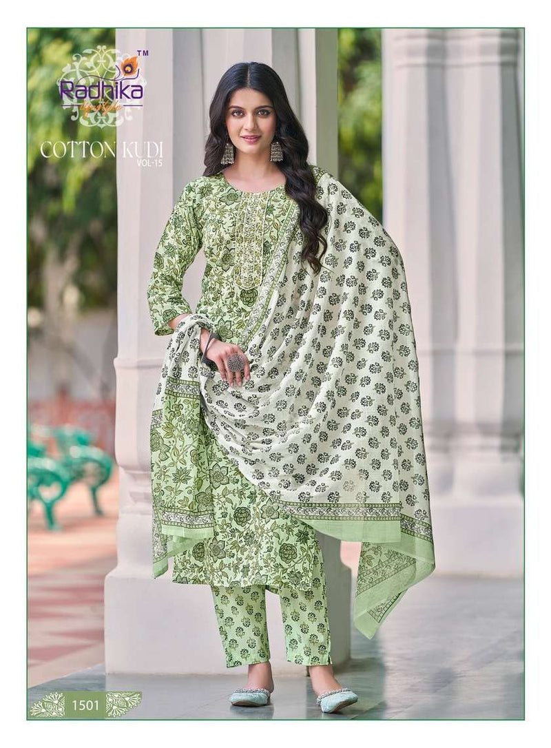 Radhika Lifestyle Cotton Kudi Vol 15 Cotton Fancy Casual Wear Kurti Set