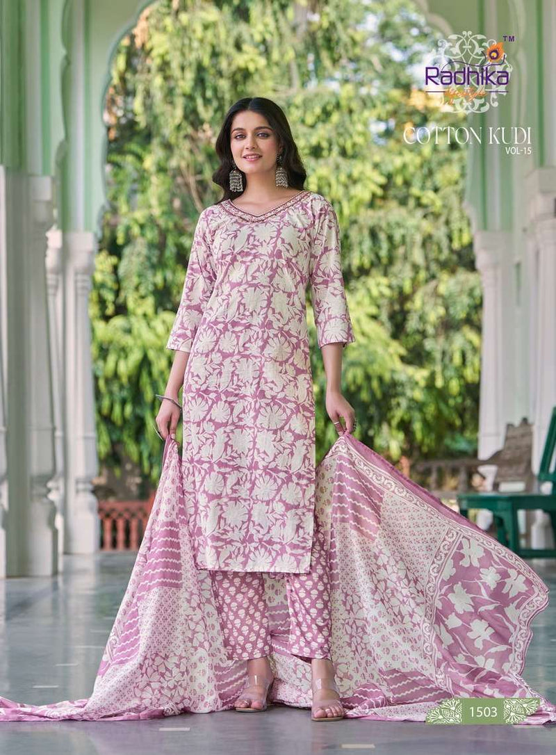 Radhika Lifestyle Cotton Kudi Vol 15 Cotton Fancy Casual Wear Kurti Set