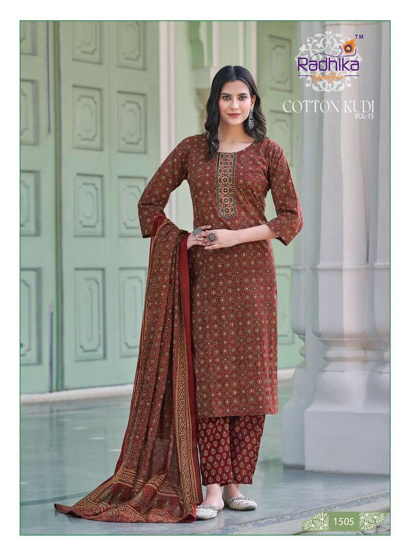 Radhika Lifestyle Cotton Kudi Vol 15 Cotton Fancy Casual Wear Kurti Set
