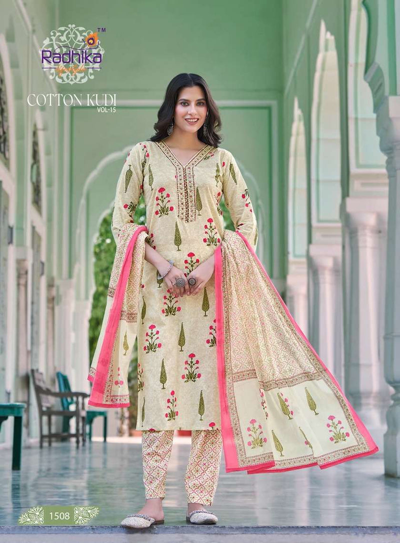Radhika Lifestyle Cotton Kudi Vol 15 Cotton Fancy Casual Wear Kurti Set