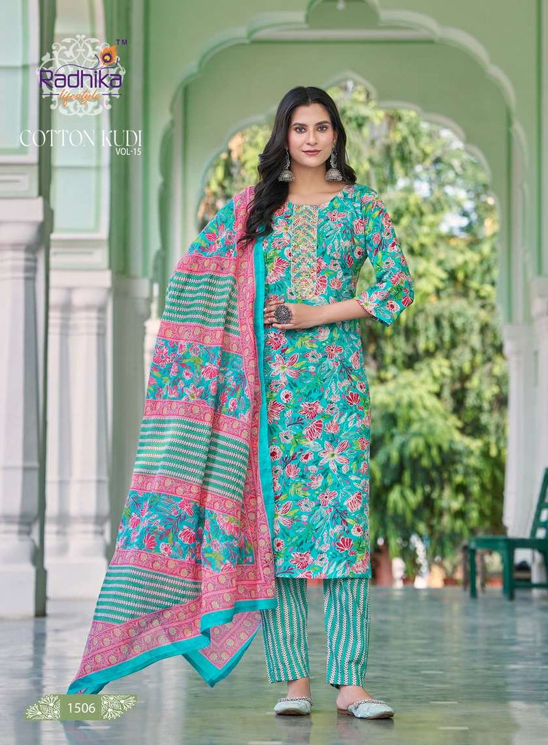 Radhika Lifestyle Cotton Kudi Vol 15 Cotton Fancy Casual Wear Kurti Set