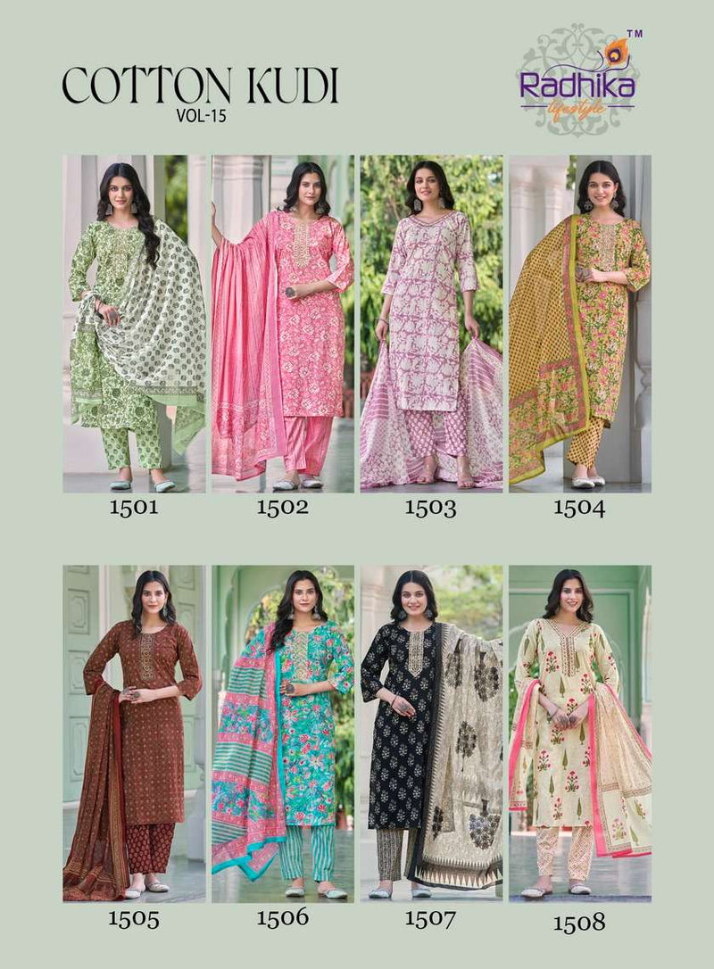 Radhika Lifestyle Cotton Kudi Vol 15 Cotton Fancy Casual Wear Kurti Set