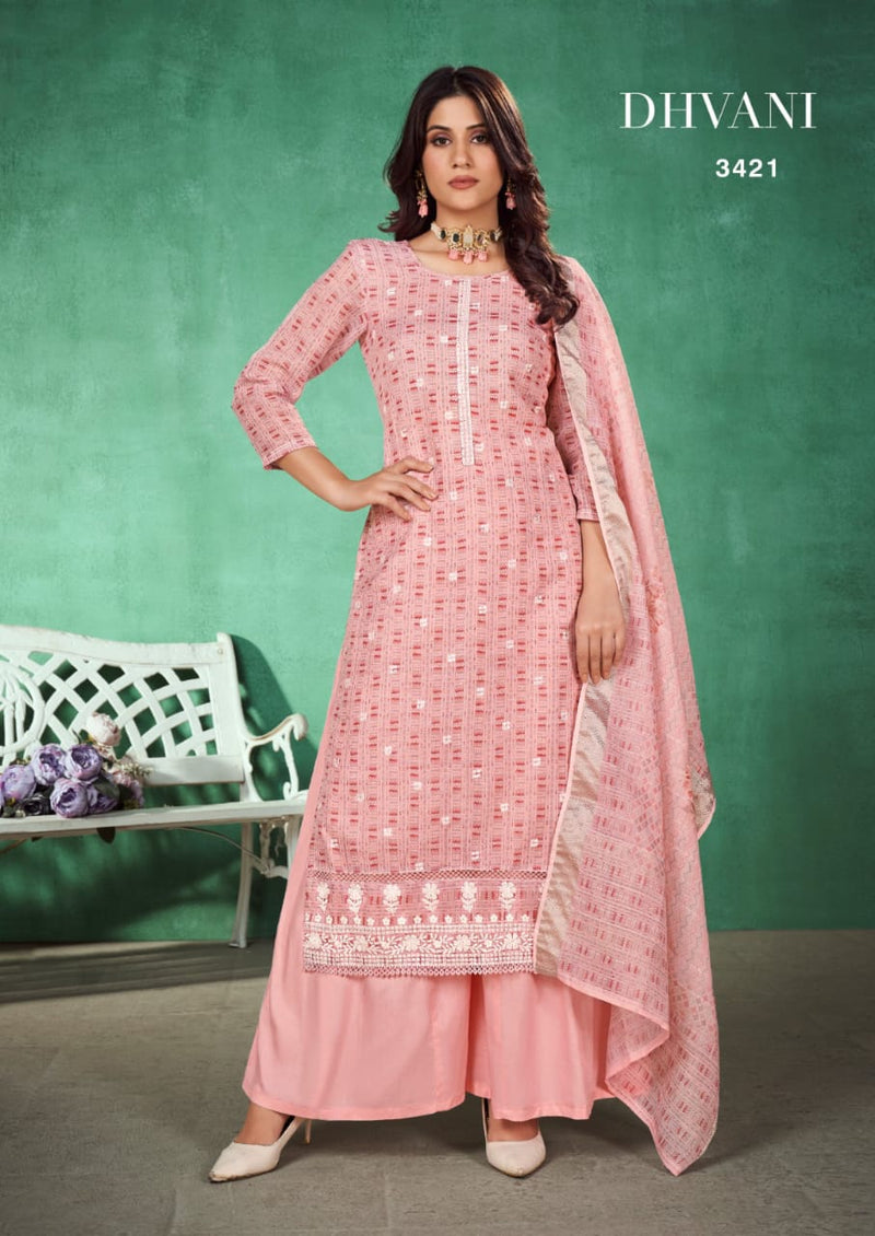 Rang Dhvani Printed Linen Fancy Work Designer Partywear Salwar Kameez