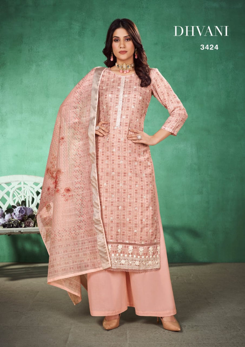 Rang Dhvani Printed Linen Fancy Work Designer Partywear Salwar Kameez