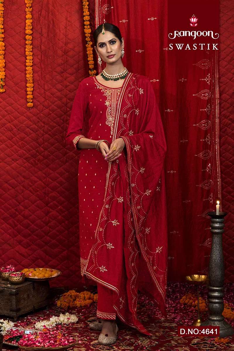 Rangoon Swastik Viscose With Embroidery Work Salwar Kameez