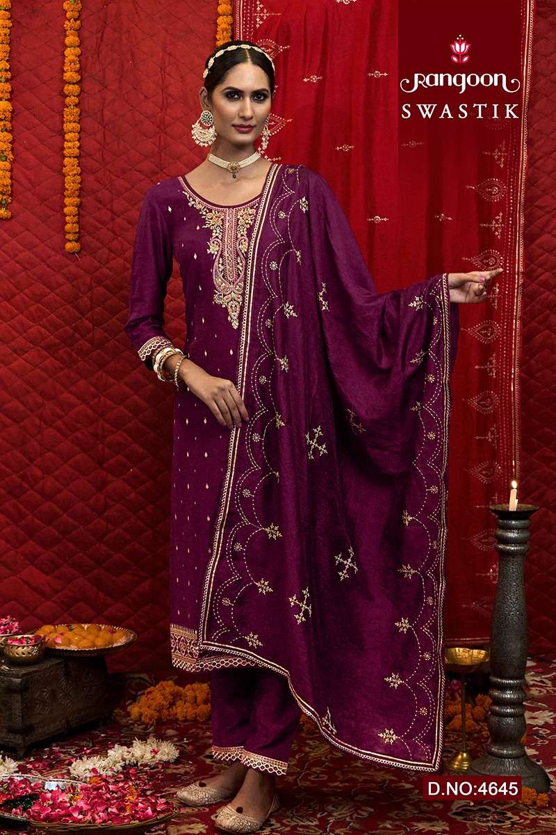 Rangoon Swastik Viscose With Embroidery Work Salwar Kameez