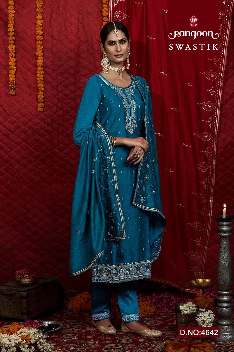 Rangoon Swastik Viscose With Embroidery Work Salwar Kameez