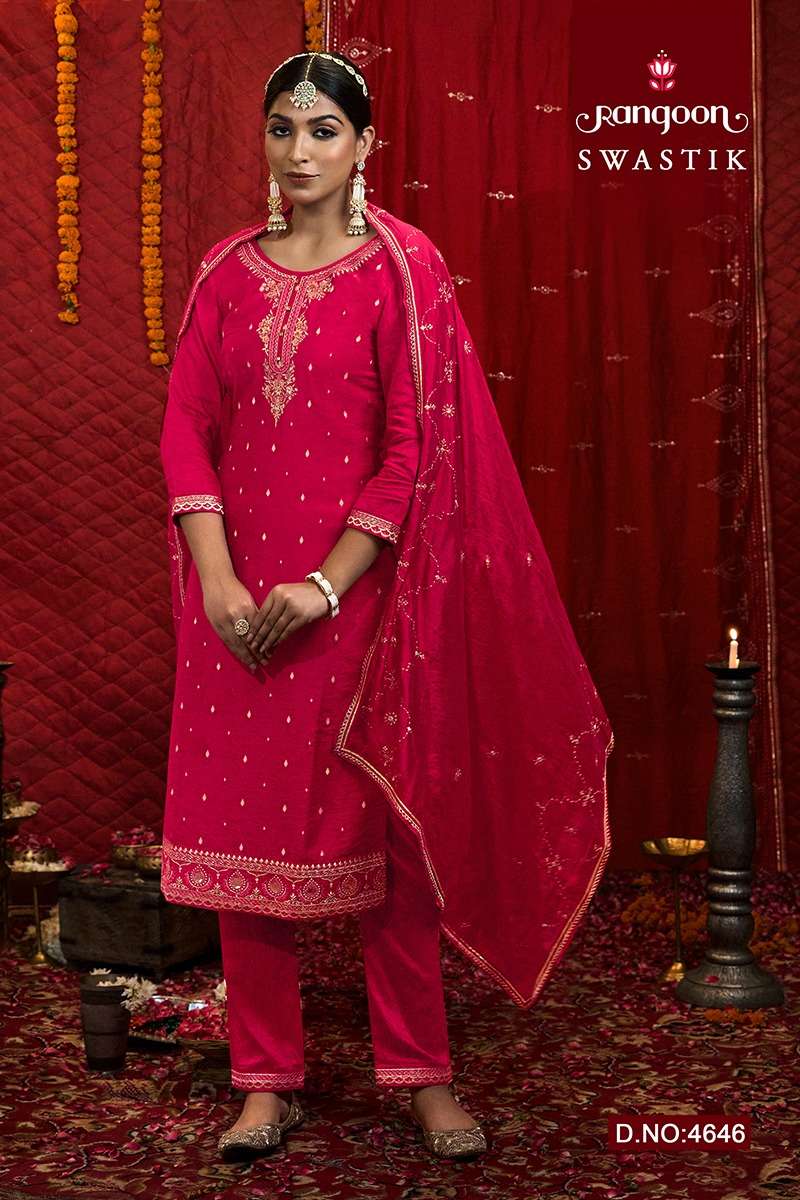 Rangoon Swastik Viscose With Embroidery Work Salwar Kameez