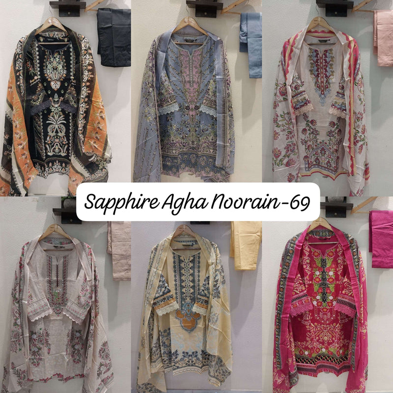Sapphire Agha Noorain N 69 Lawn Cotton Pret Kurti Set