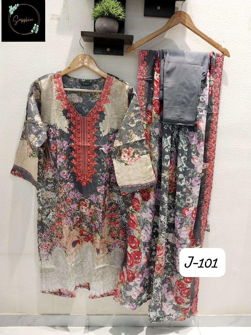 Sapphire Jazmin Vol 101 Lawn Cotton Designer Pret Kurti Set