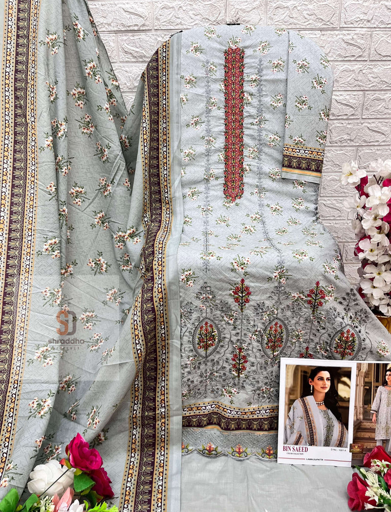 Shraddha Designer Bin Saeed Colour Collection Cotton Self Embroidery Patch Work Designer Salwar Suit