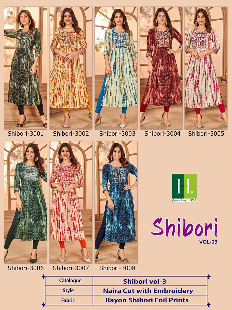 Shibori Vol 3 By Hirwa Festive Wear Fancy Nayra Cut Kurtis