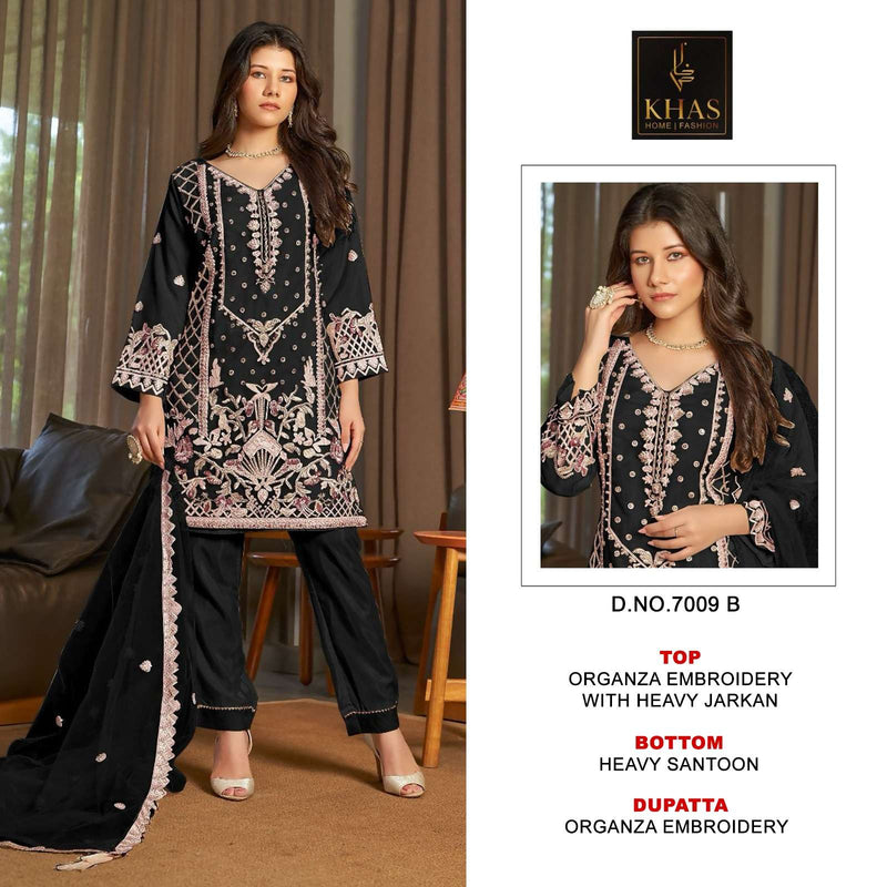 Khas Fashion D No 7009 Organza With Heavy Embroidery Fancy Designer Salwar Kameez