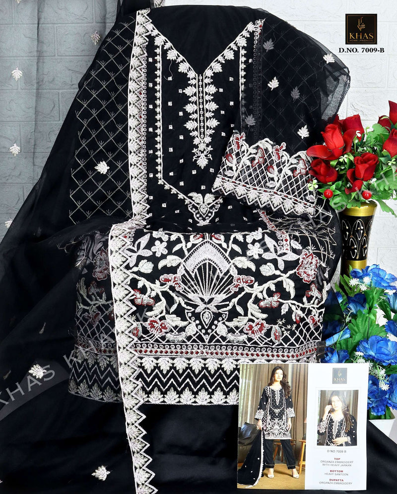 Khas Fashion D No 7009 Organza With Heavy Embroidery Fancy Designer Salwar Kameez