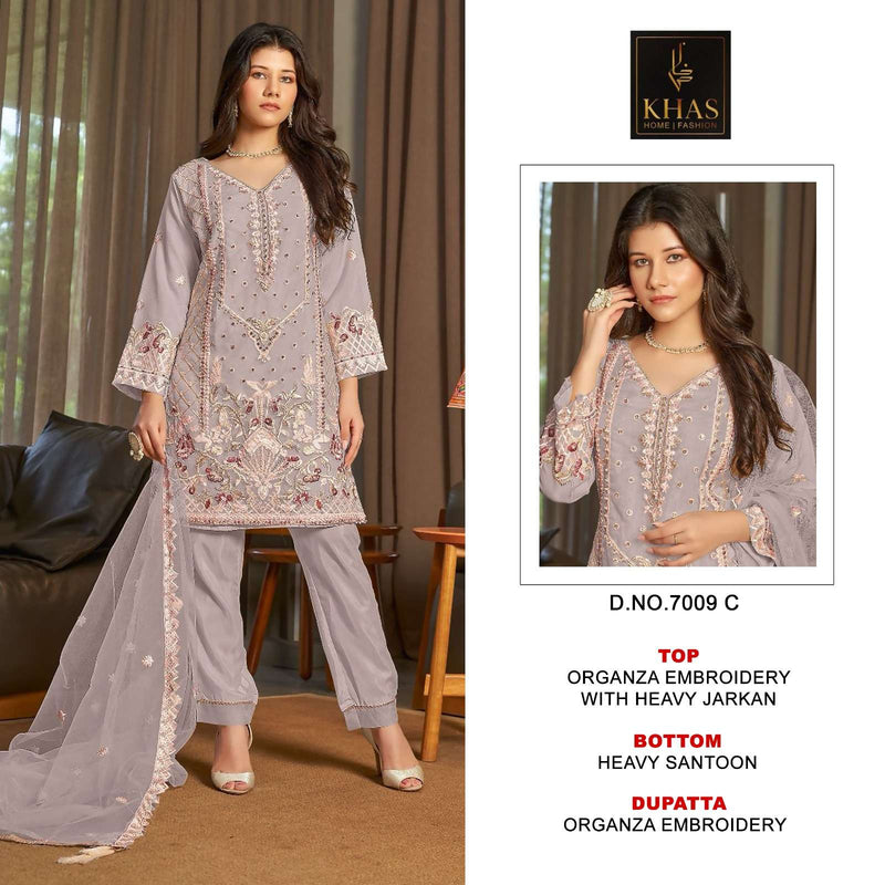 Khas Fashion D No 7009 Organza With Heavy Embroidery Fancy Designer Salwar Kameez