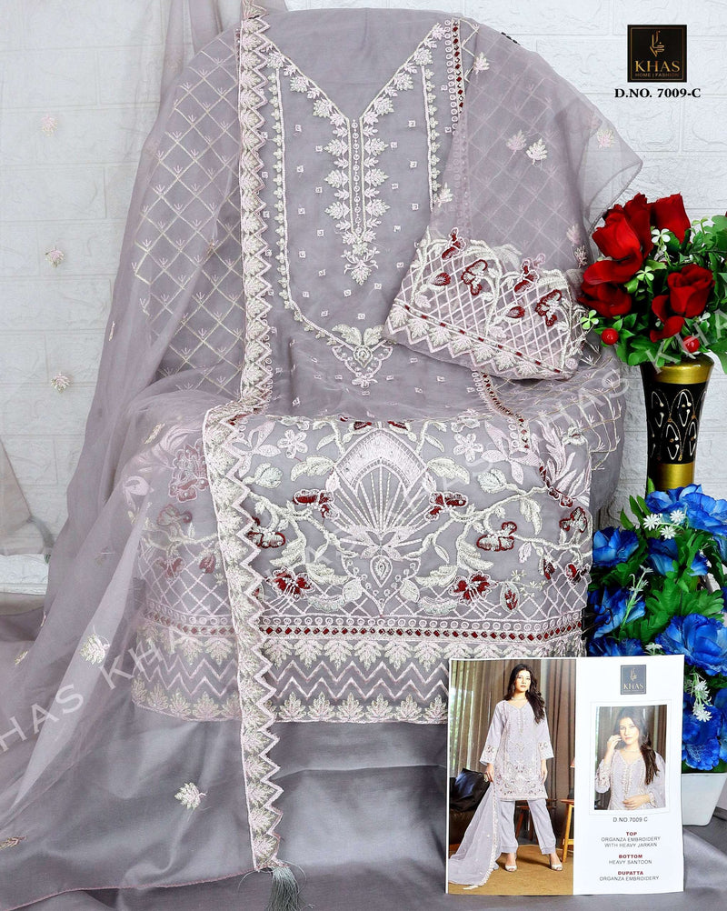 Khas Fashion D No 7009 Organza With Heavy Embroidery Fancy Designer Salwar Kameez