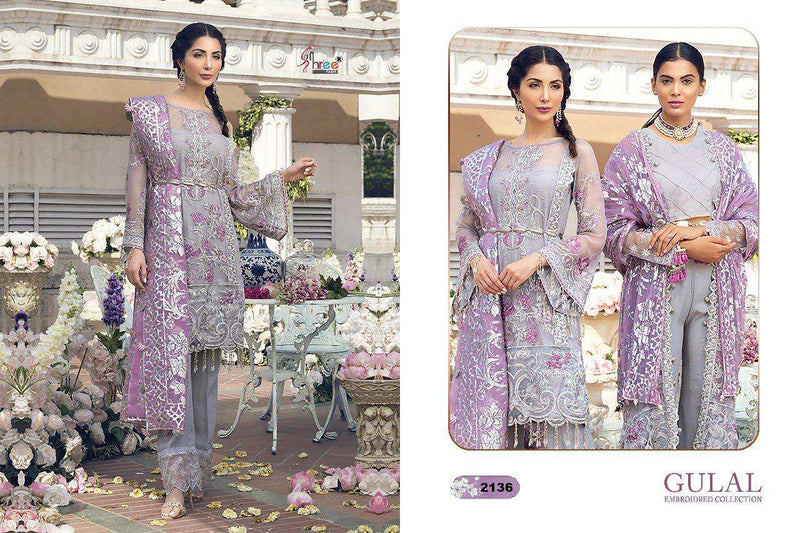 Shree Fab Gulal Embrodered Collection Net Fancy Work Salwar Suits