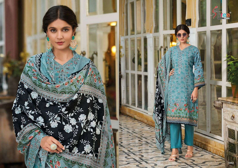 Shree Fab Bin Saeed Lawn Collection Vol 14 Cotton Print Self Embrodery Designer Suit