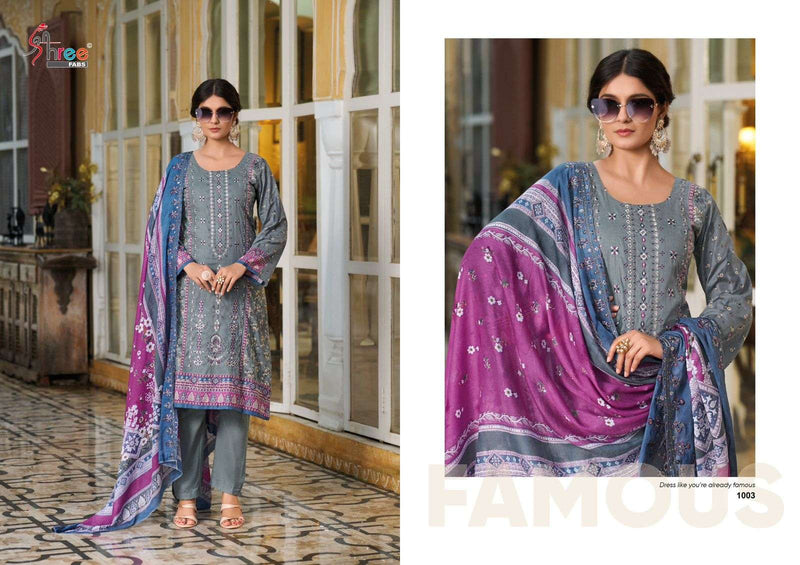 Shree Fab Bin Saeed Lawn Collection Vol 14 Cotton Print Self Embrodery Designer Suit