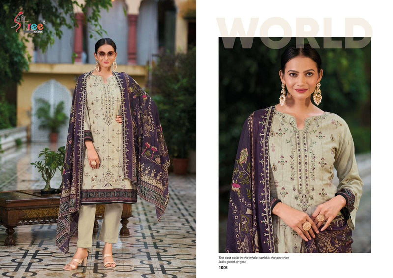 Shree Fab Bin Saeed Lawn Collection Vol 14 Cotton Print Self Embrodery Designer Suit
