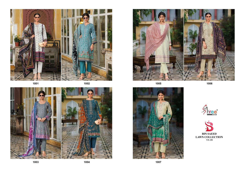 Shree Fab Bin Saeed Lawn Collection Vol 14 Cotton Print Self Embrodery Designer Suit
