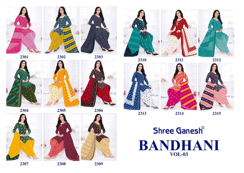 Shree Ganesh Bandhani Vol 3 Cotton Daily Wear Salwar Suit