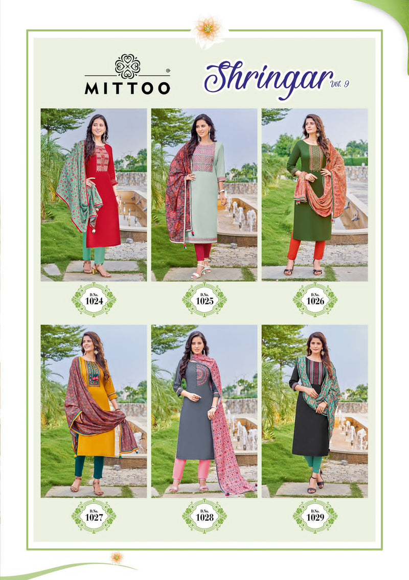 Mittoo Shringar Vol 9 Viscose Weaving Handwork Designer Fancy Wear Kurti