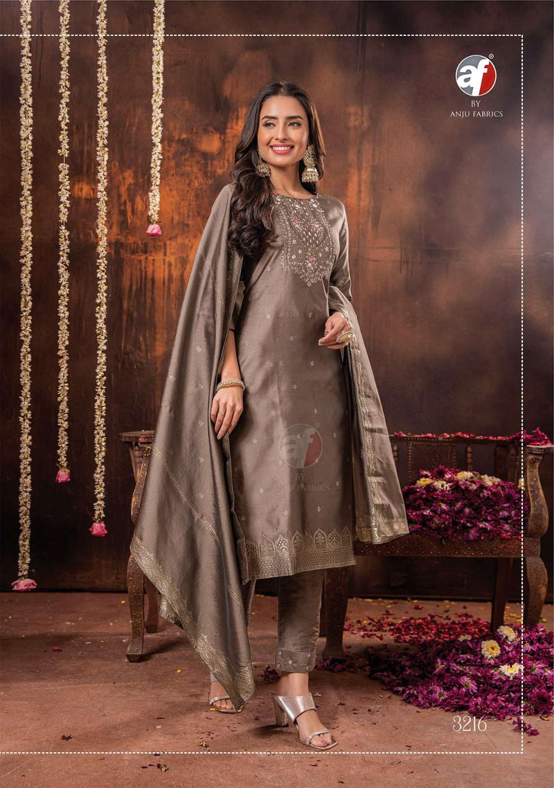 A F Kurti Silk Affair Vol 2 Jacquard Banarasi Silk Designer Kurti With Bottom