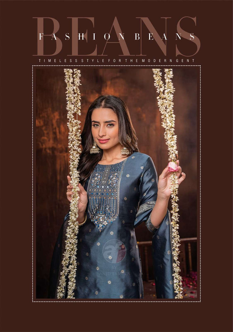 A F Kurti Silk Affair Vol 2 Jacquard Banarasi Silk Designer Kurti With Bottom
