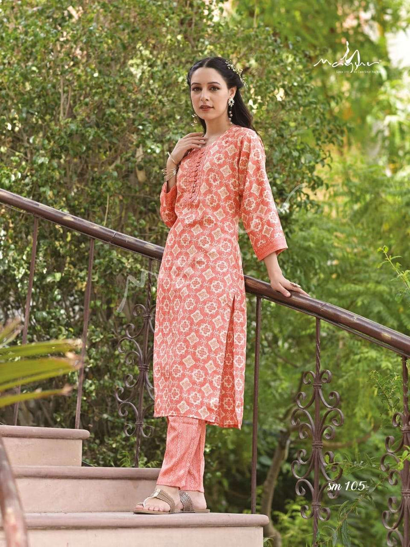 Sue Mue By Mayur Cotton Rayon Casual Kurti With Pant Pair