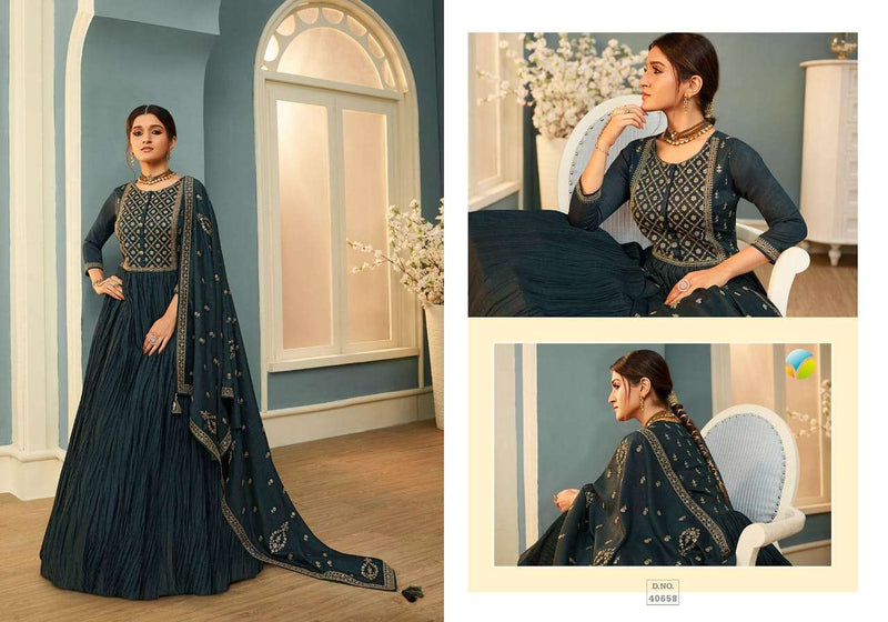 Tamanna By Vinay Tumbaa Silk Georgette Wedding Long Gown With Dupatta Collection