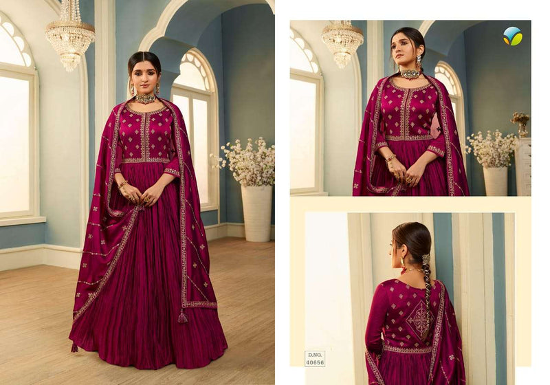 Tamanna By Vinay Tumbaa Silk Georgette Wedding Long Gown With Dupatta Collection