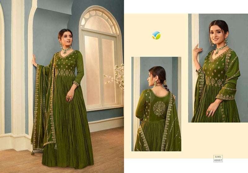 Tamanna By Vinay Tumbaa Silk Georgette Wedding Long Gown With Dupatta Collection