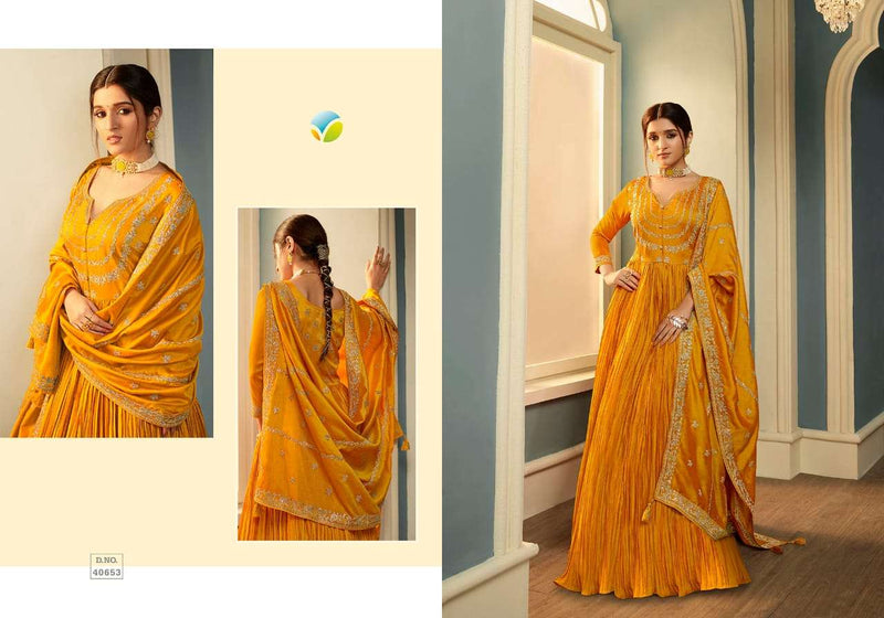 Tamanna By Vinay Tumbaa Silk Georgette Wedding Long Gown With Dupatta Collection