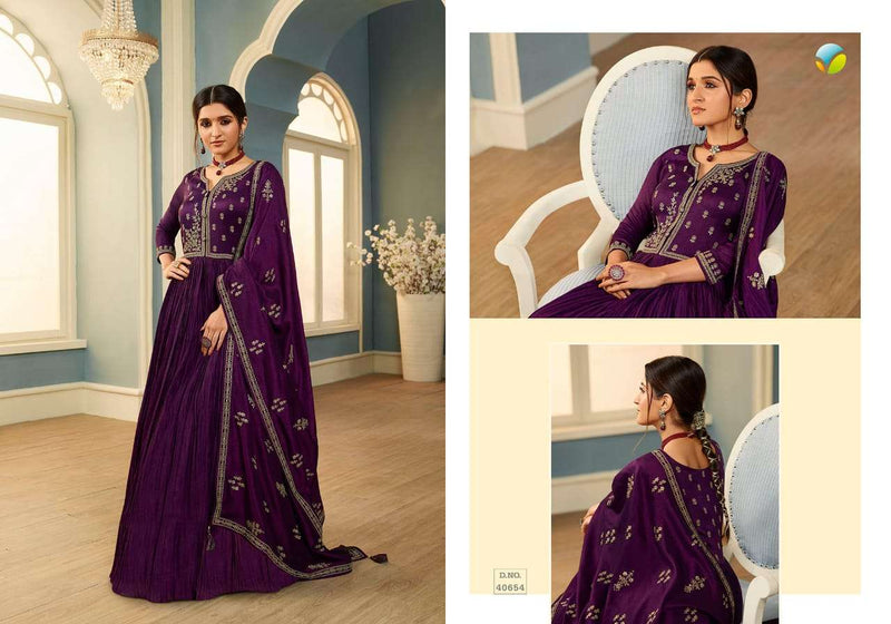 Tamanna By Vinay Tumbaa Silk Georgette Wedding Long Gown With Dupatta Collection