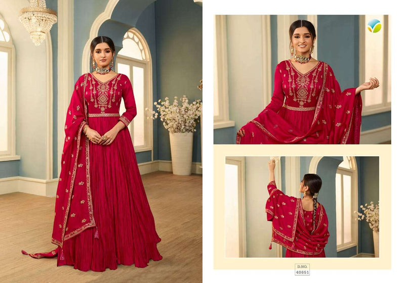 Tamanna By Vinay Tumbaa Silk Georgette Wedding Long Gown With Dupatta Collection