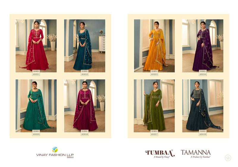 Tamanna By Vinay Tumbaa Silk Georgette Wedding Long Gown With Dupatta Collection