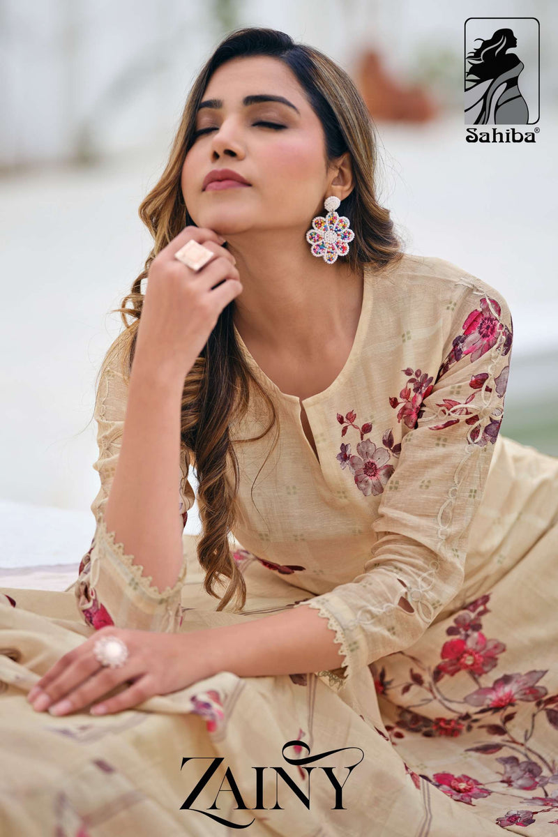 Sahiba Zainy Pure Linen Cotton Embroidered Handwork Salwar Kameez