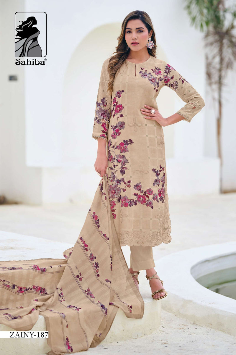 Sahiba Zainy Pure Linen Cotton Embroidered Handwork Salwar Kameez