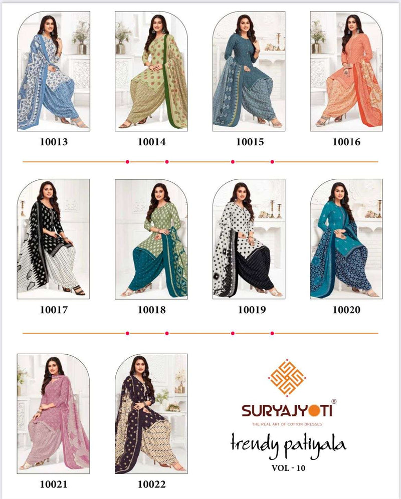 Suryajyoti Trendy Patiyala Vol 10 Cotton Printed Regular Salwar Suits